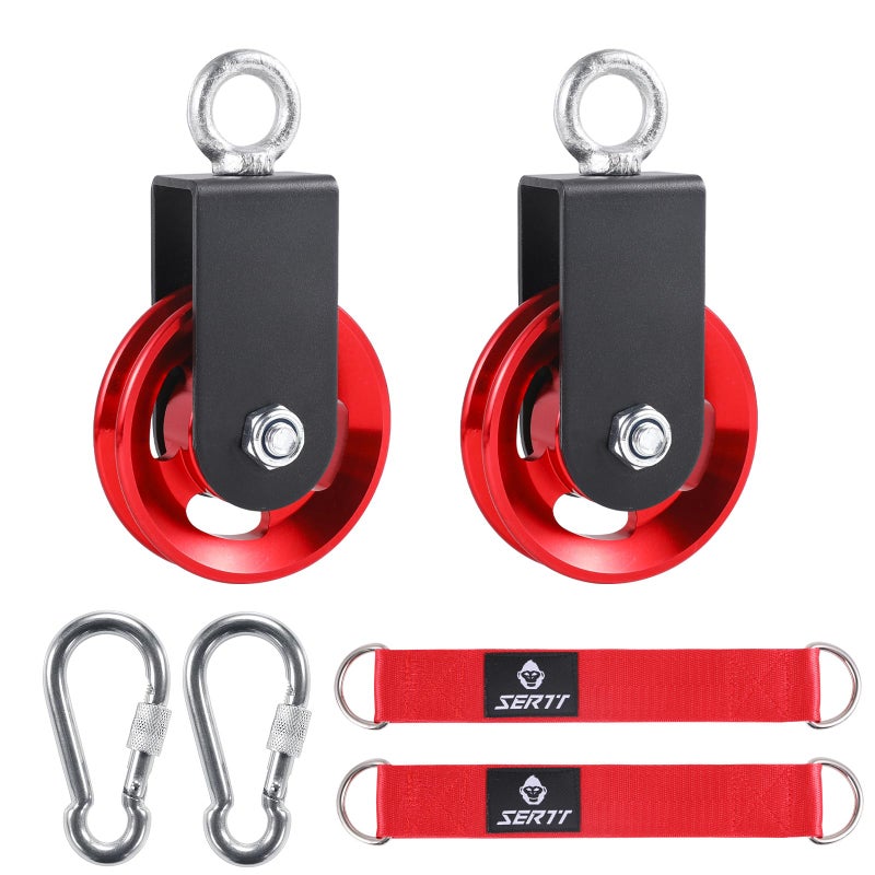 SERTT [2 Pack] Cable Pulley Wheel for Home Gym Pulley System, Upgraded 90mm Aluminium Alloy Gym Pulley for Maximum 660LBS Load - Image 1
